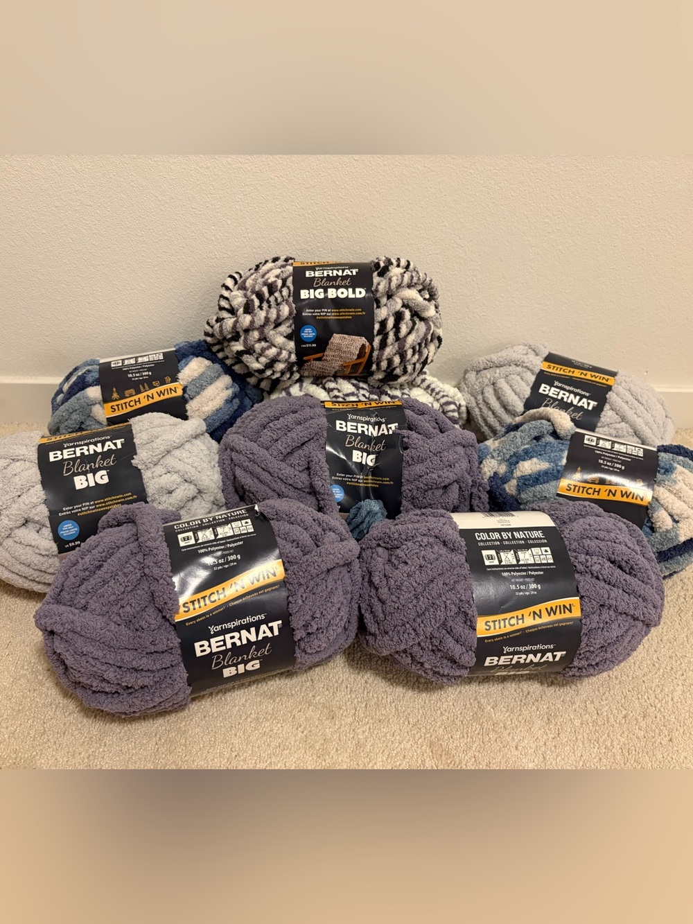 BERNAT Blanket Big Blanket Yarn, Size 7: 9 Skeins